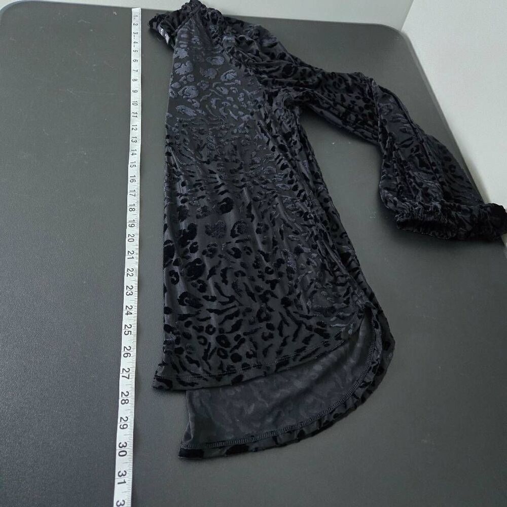 White House Black Market Velvet Burnout Tunic Top Size Medium Black Fairy Grunge - Picture 7 of 7